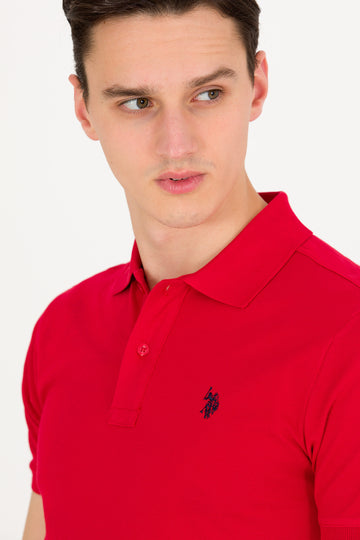 USPA Polo Shirt Men Red VR171 USPOM212 Single Color Horse US Polo Assn.